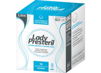 Lady presteril cotone dentro & cotone fuori 10 assorbenti con ali giorno promo