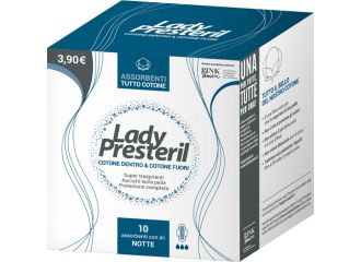 Lady presteril cotone dentro & cotone fuori 10 assorbenti con ali notte promo