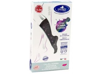 Sauber calza donna fantasia filato q-skin 70 den grigio pois rosa taglia m promo